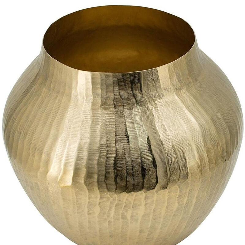 HomeRoots 9" Gold Hammered Aluminum Round Table Vase image number 4