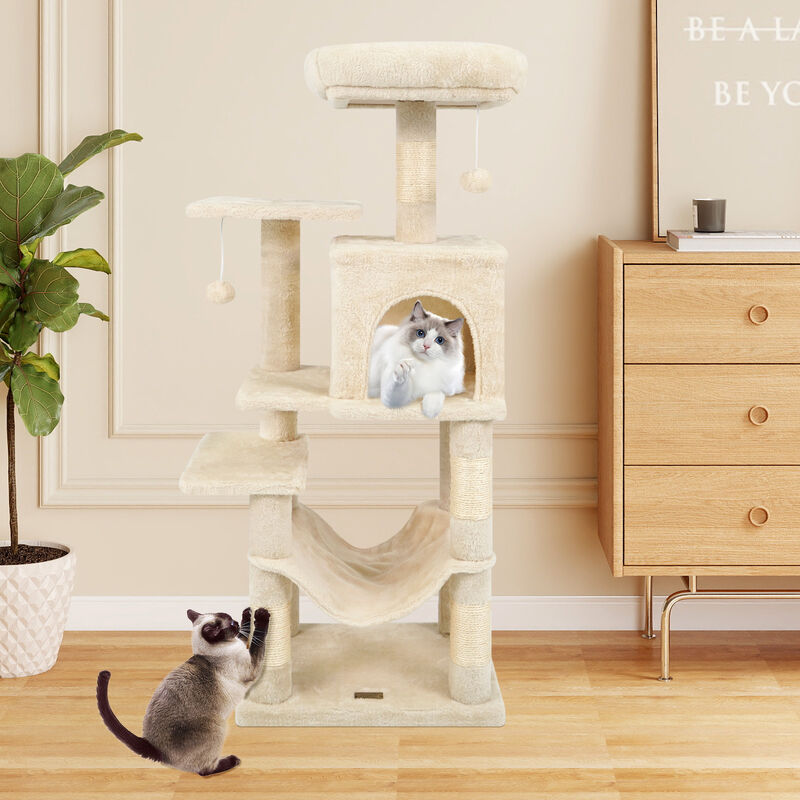 Cat Tower Multi-Level with 2 Door Condo and Soft Padded Top Perch image number 1