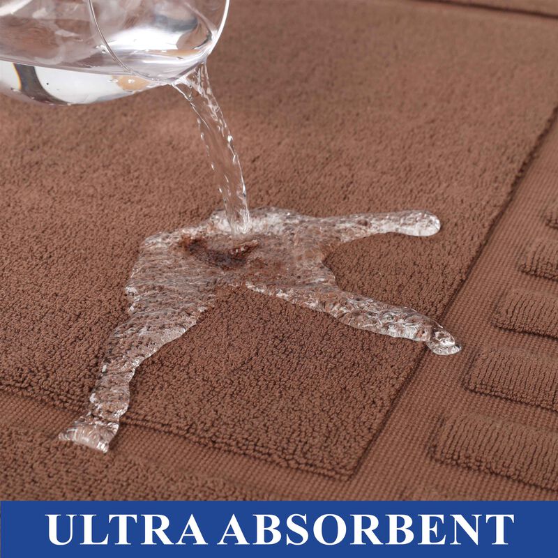 Modern Absorbent Cotton Bath Mat Set of 2 with Washable Fabric image number 2