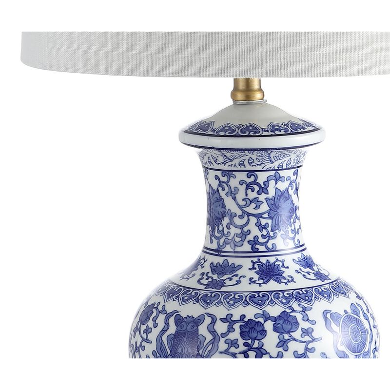 Jennifer 25.25" Ceramic/Metal LED Table Lamp, Blue/White (Set of 2) image number 6