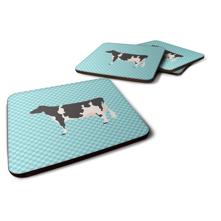 Caroline's Treasures Holstein Cow Blue Check Decorative Coasters, 3.5, Multicolor