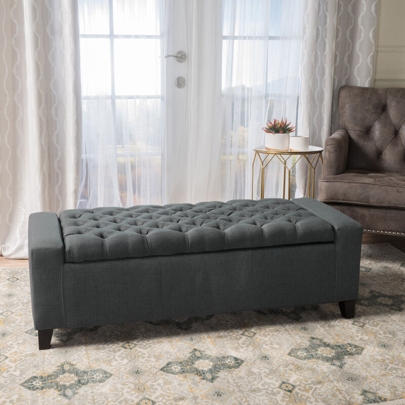 Merax Fabric Upholstered Storage Ottoman for Living Room, Bedroom