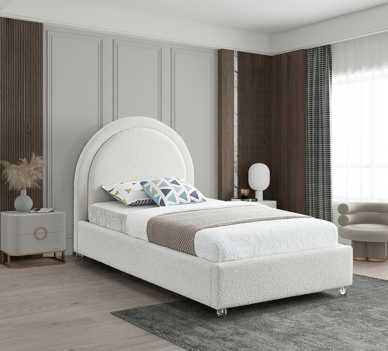 Meridian Furniture Milo Cream Fabric Twin Bed