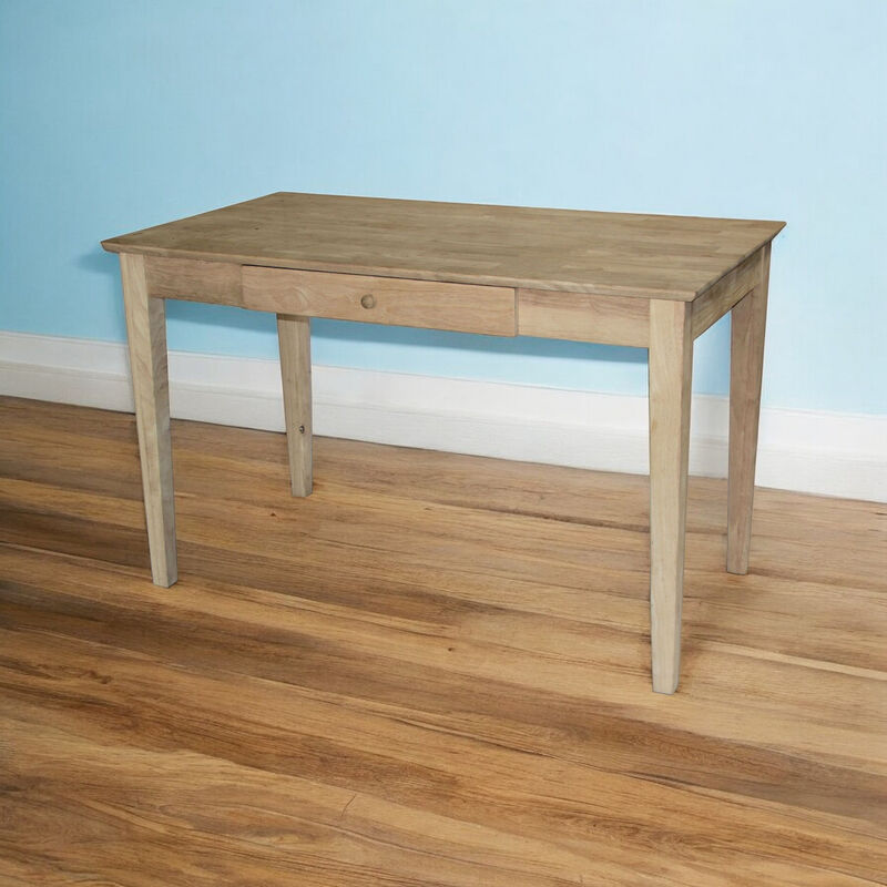 Solid Wood Writing Desk with Drawer &ndash; Unfinished Laptop Computer Table