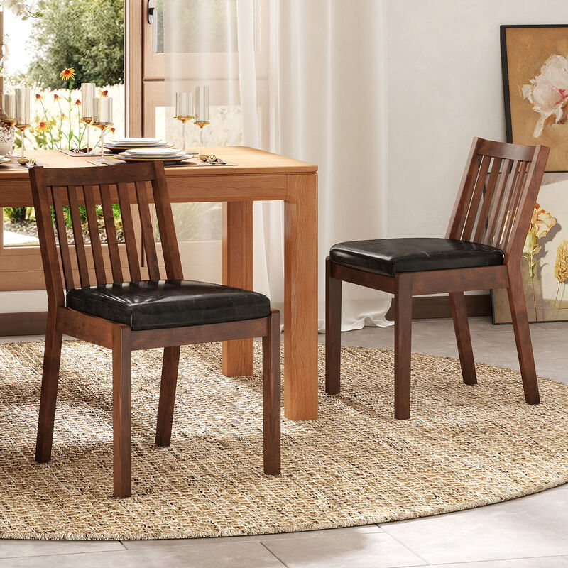 Set of 4 Padded Dining Chairs with PU Leather Upholstery and Wood Legs image number 3