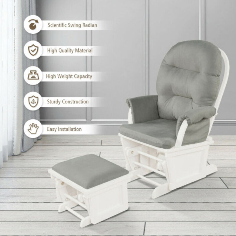 Baby Nursery Wooden Rocking Chair with Armrests and Cushion