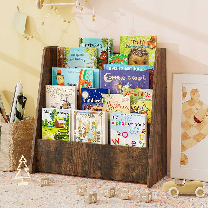 Kids 4 Tier Bookshelf with Spacious Compartments for Bedroom and Playroom image number 3