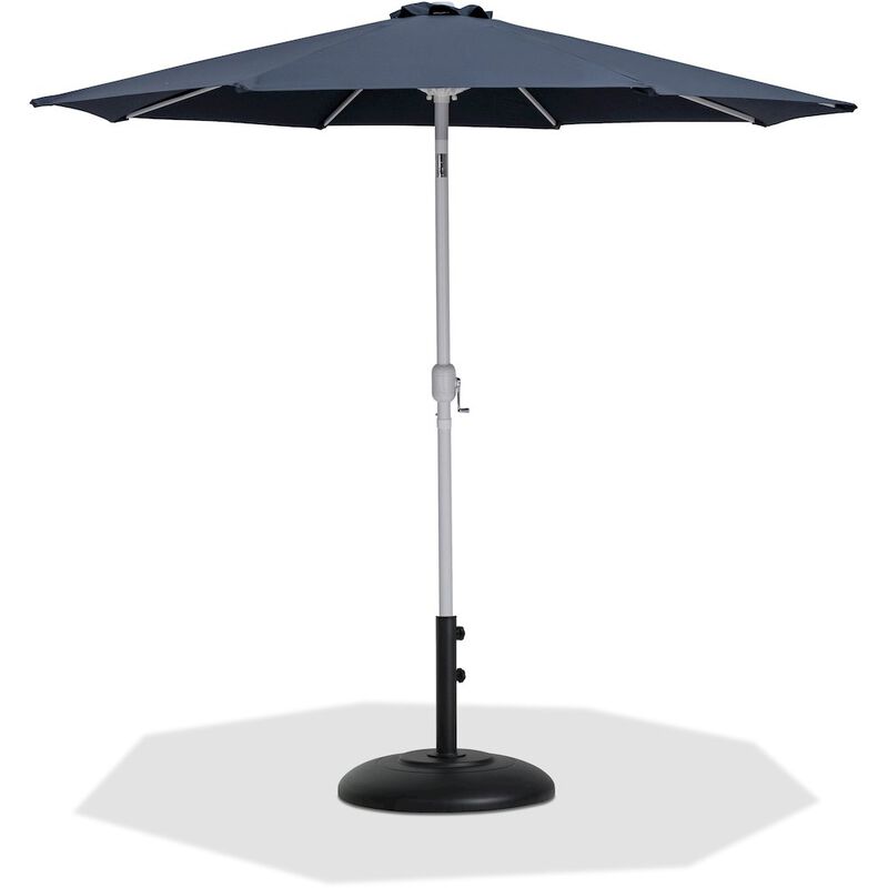 Meridian Furniture Fiji Grey Fabric / Matte Black Aluminum Patio Umbrella with Base Sets
