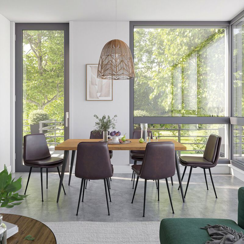 Jofran Draper Mid-Century Modern Upholstered Faux Leather Dining Chair (Set of 4)