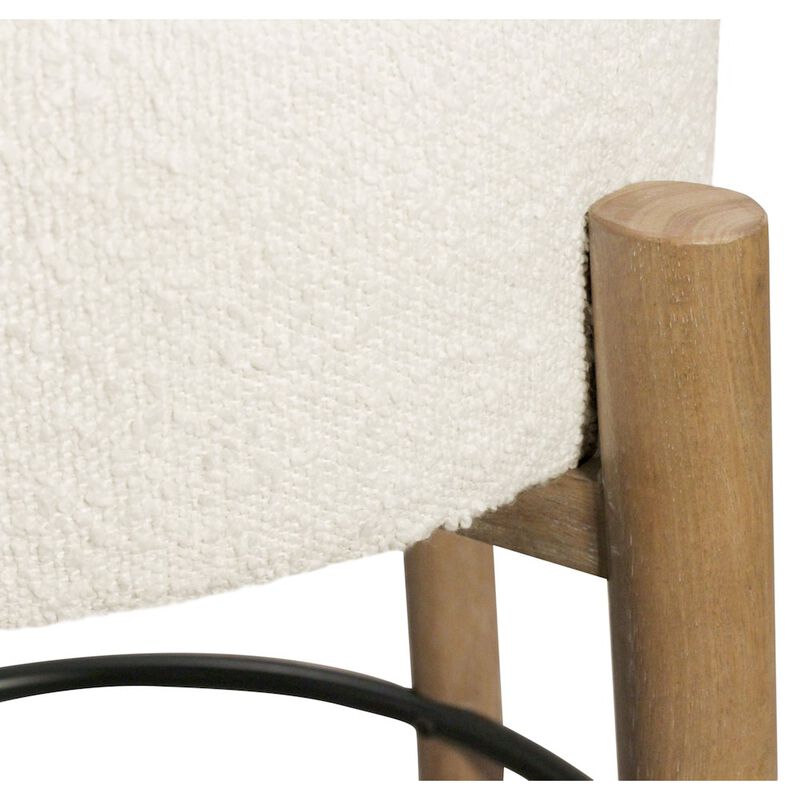 Natalia Barstool in Ivory Boucle Fabric 2-Piece Set