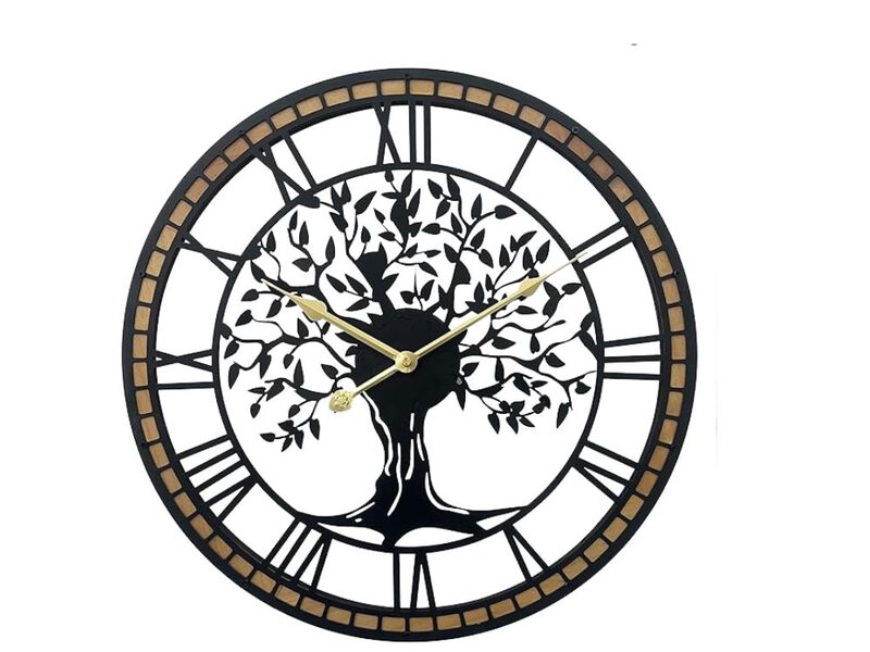 Tree Of Life Metal Wall Clock 24 Inch Silent Non Ticking Battery Operated image number 0