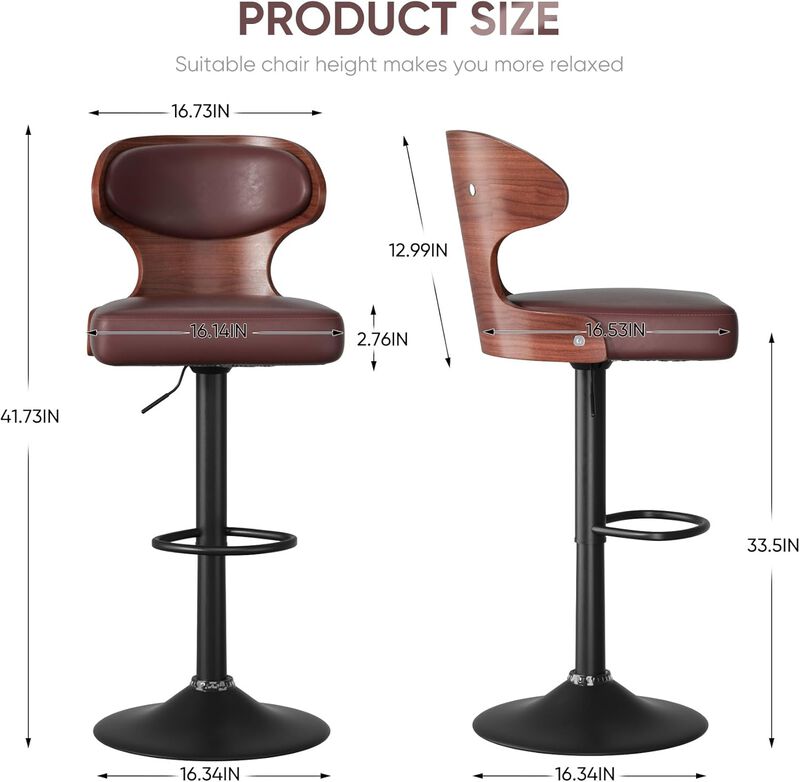 Ergonomic Modern Dual Color Steady PU Leather Bar Stool Swivel Height Adjustable Large Seat Hotel Outdoor Kitchen Counter Chair image number 2
