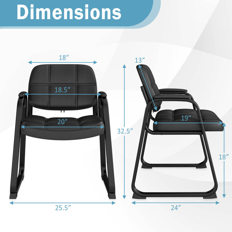 Set of 2 Ergonomic Upholstered Waiting Room Chairs with Armrests image number 2