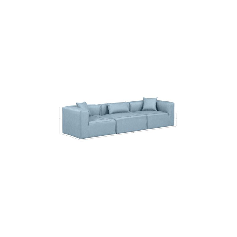 Meridian Furniture Cube Light Blue Vegan Leather Modular Sofa
