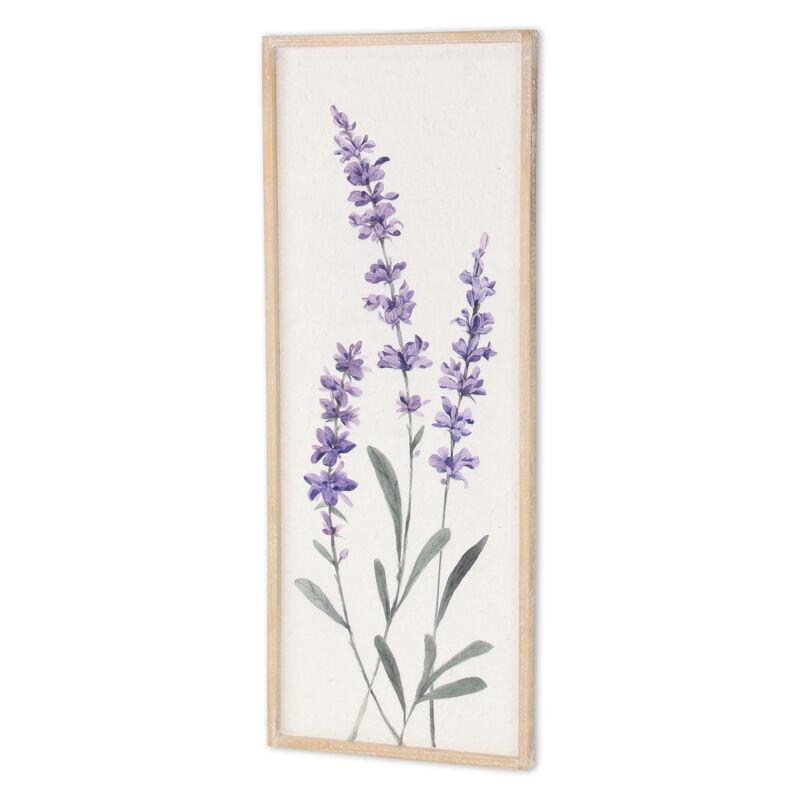 HomeRoots 32" X 12" Natural White And Lavender Floral Wood Framed Art image number 3