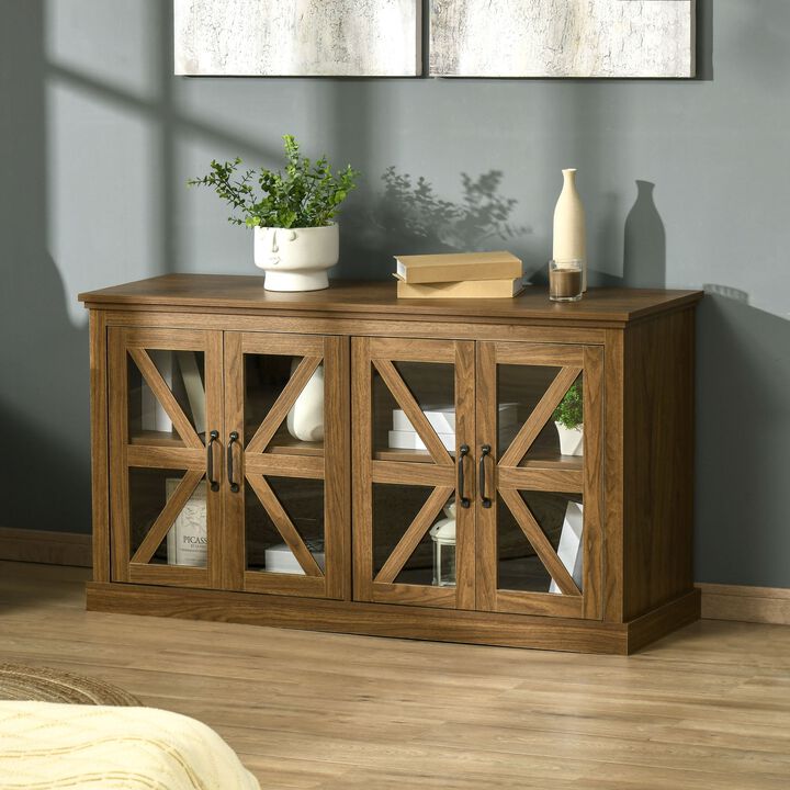 Natural Rustic Cabinet: Kitchen Sideboard with Glass Door TV Stand
