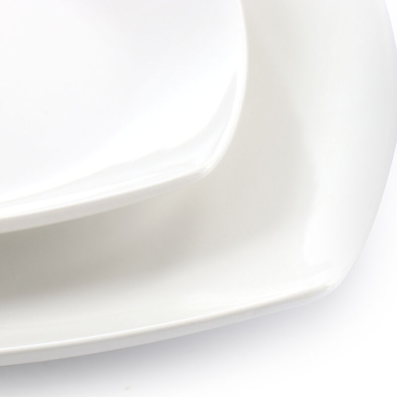 Gibson Elite Soho Lounge 16 Piece Square Fine Ceramic Dinnerware Set in White
