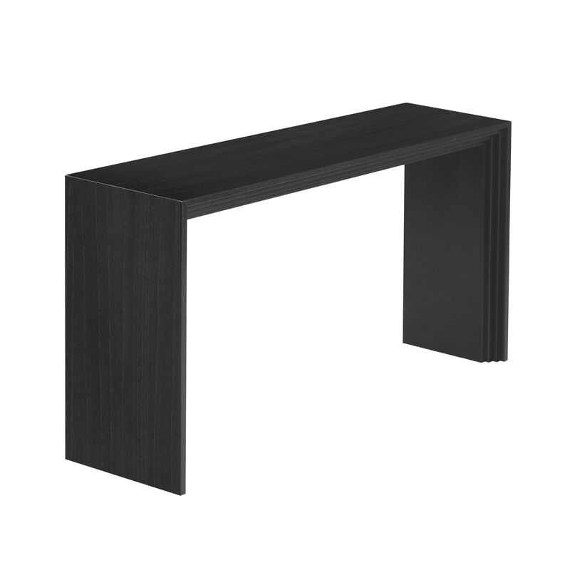 Whisen Modern Paulownia Solid Wood Veneer Console Table - Black