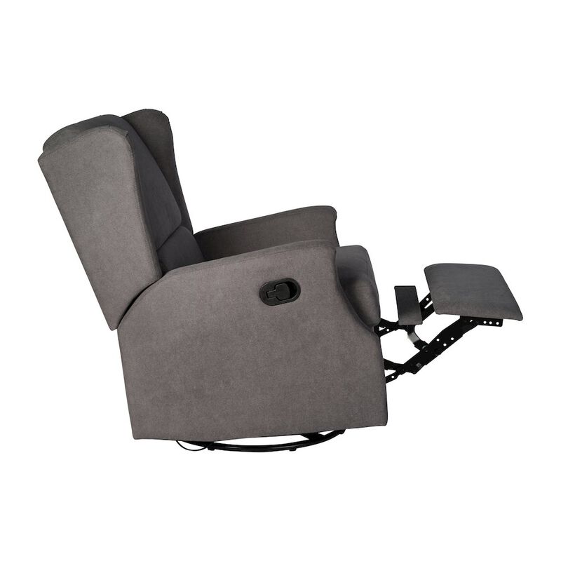 Flash Furniture Wingback Manual Reclining Glider Swivel Chair, Dark Gray image number 6