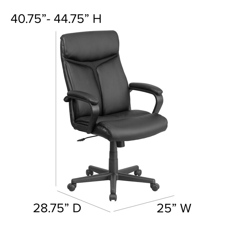 Raya High Back Black LeatherSoft Executive Swivel Office Chair with Slight Mesh Accent and Arms image number 5