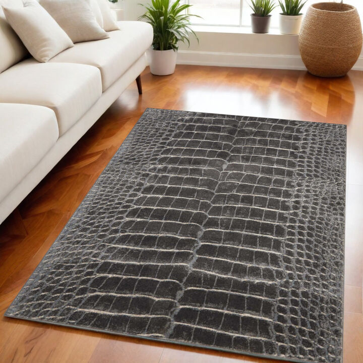 HomeRoots Animal Print Distressed Non Skid Area Rug