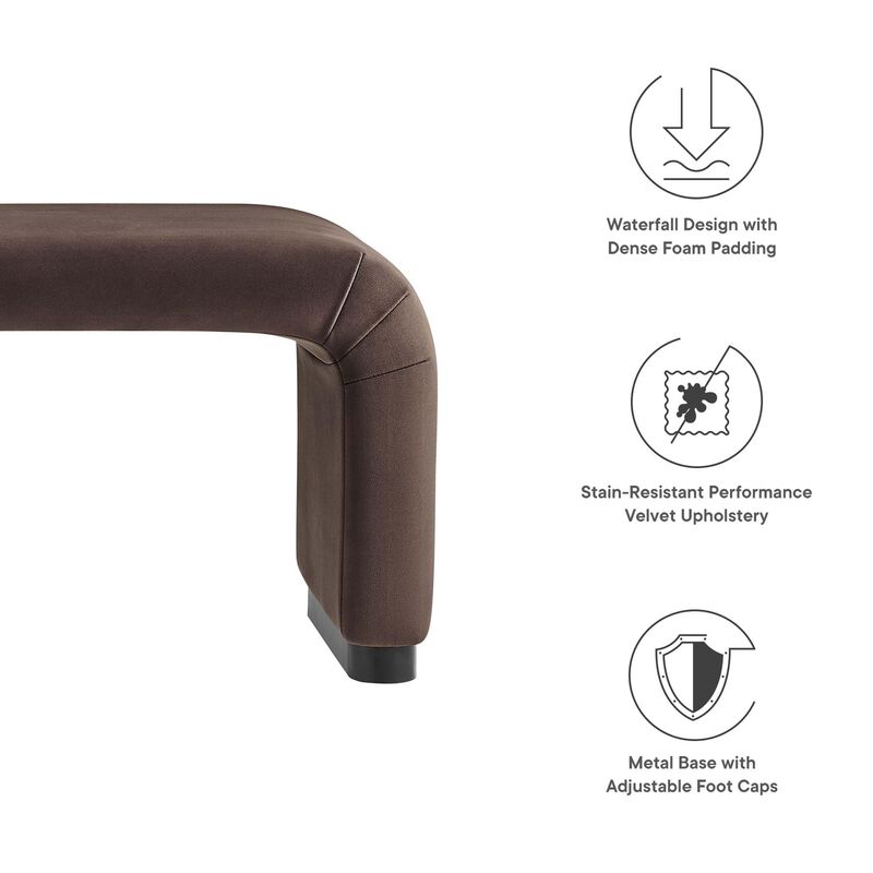 Modway EEI-6734-BRA-CAB Koda Performance Velvet Waterfall Long Bench, Brass Cadet Blue image number 7