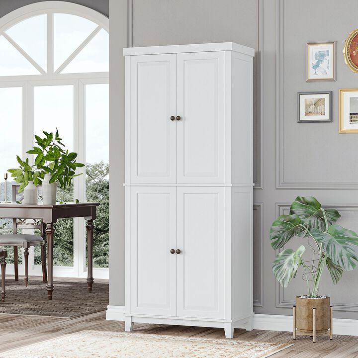 72.5" Pinewood Large Kitchen Pantry Storage Cabinet, Freestanding Cabinets with Doors and Shelves, Dining Room