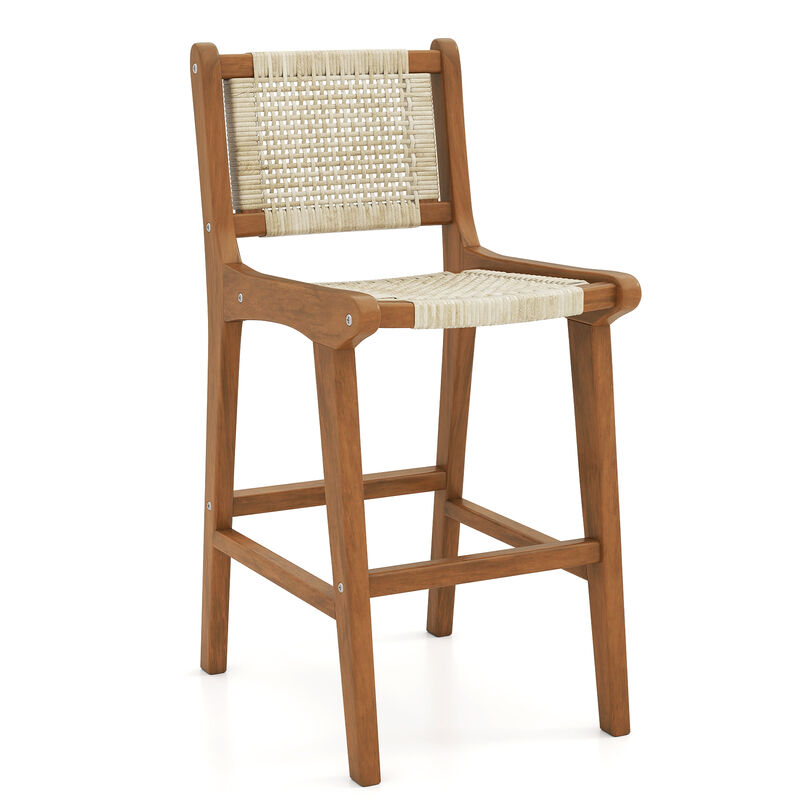 Outdoor Bar Stool, Counter Height, Solid Teak Wood Frame-Natural image number 0