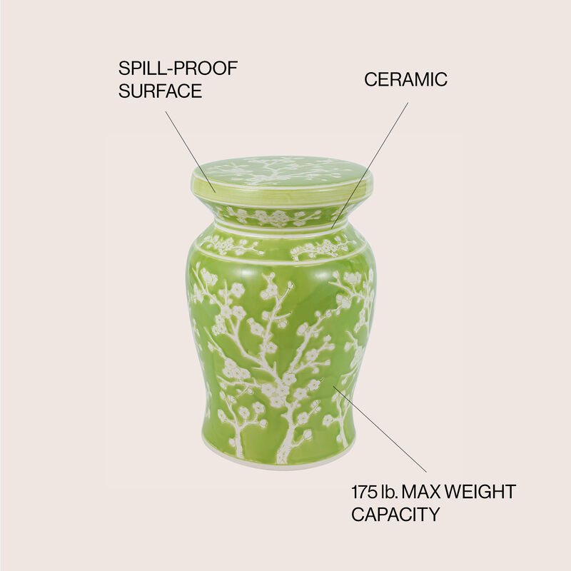 Cherry Blossom Ceramic Garden Stool