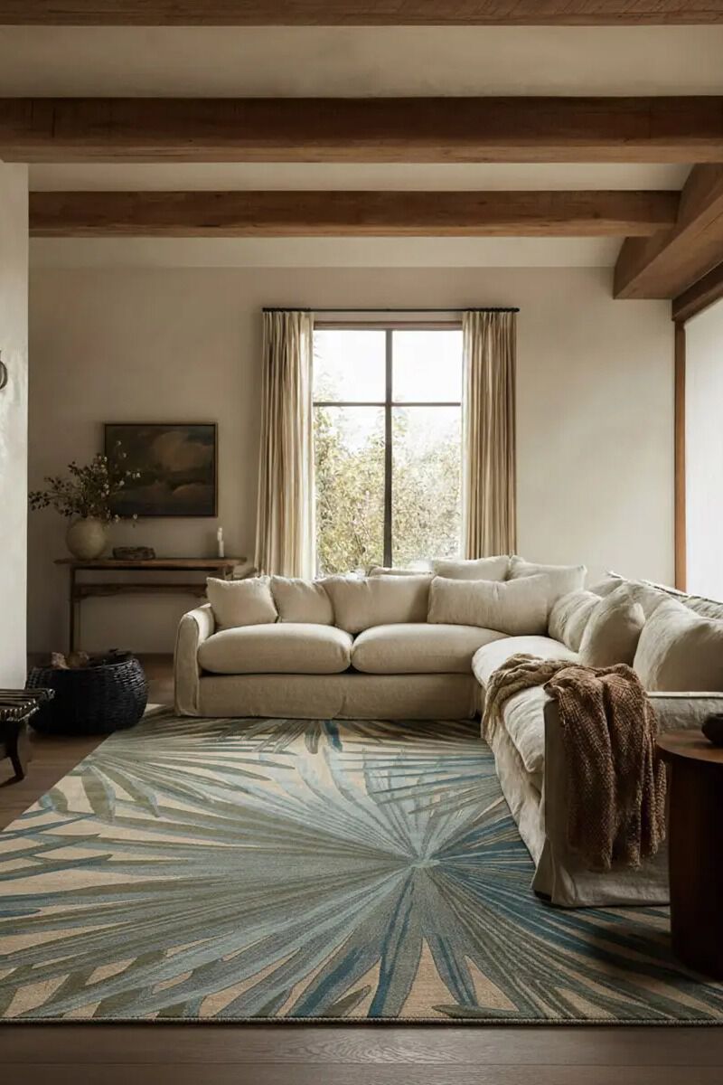Coastal Seaside Palmetto Smoke Blue 10' x 14' Rug image number 1