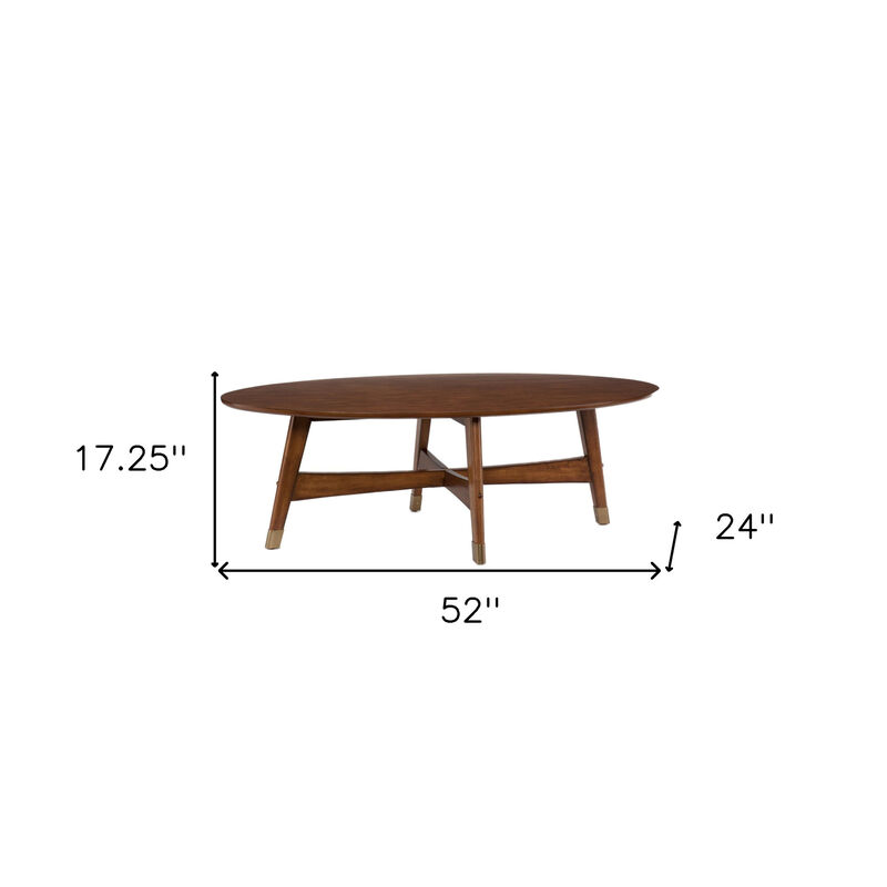 Hivvago 52 Inch Brown Solid Wood With Iron Coffee Table