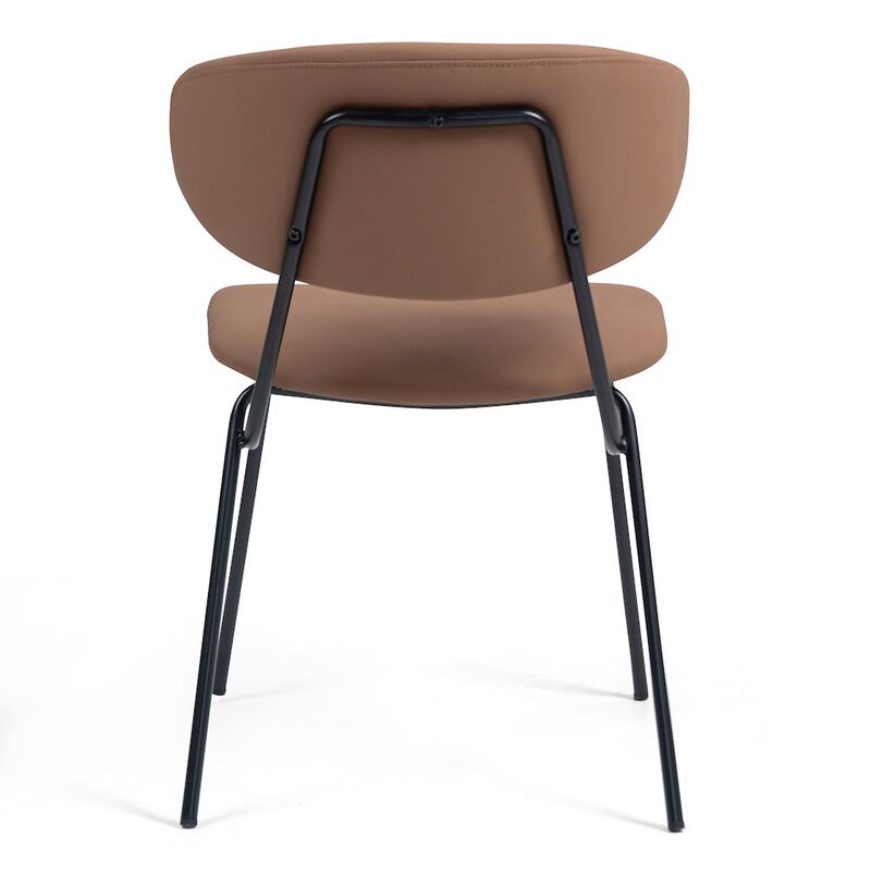 Glamour Home Set of 2 Benito Brown Faux Leather Dining Chair with Black Iron Legs