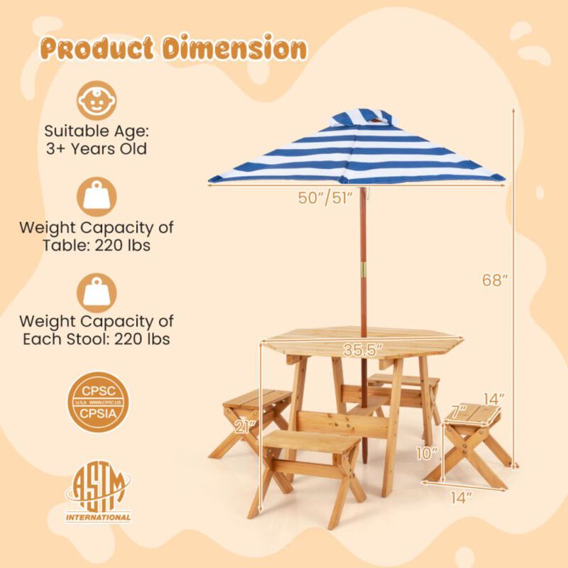 Hivvago Kids Wooden Table Set for Children Aged 3+ Years