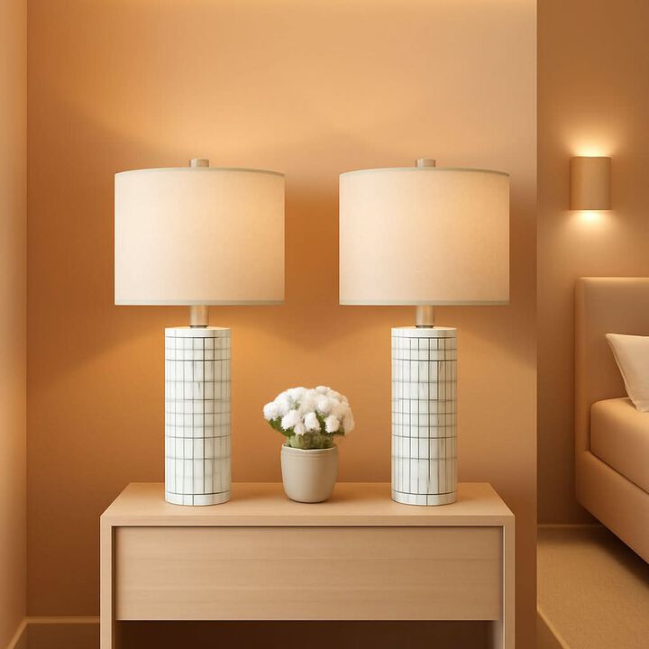 ShipItFurniture 24-Inch White Ceramic Table Lamp Set - 2 Pack