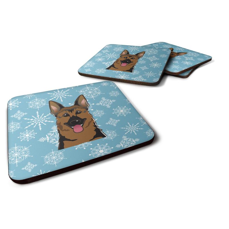 Caroline's Treasures BB1645FC Snowflake German Shepherd Foam Coasters (Set of 4), 3.5, Multicolor