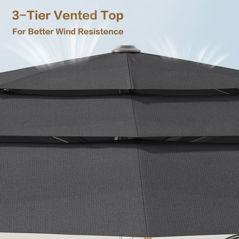 FUFU&GAGA 11FT 3-Tier Patio Umbrella &ndash; Navy Blue, Crank and Tilt, UV-Resistant Polyester, Heavy-Duty Steel Frame, Outdoor Sunshade (No Base, No Lights)