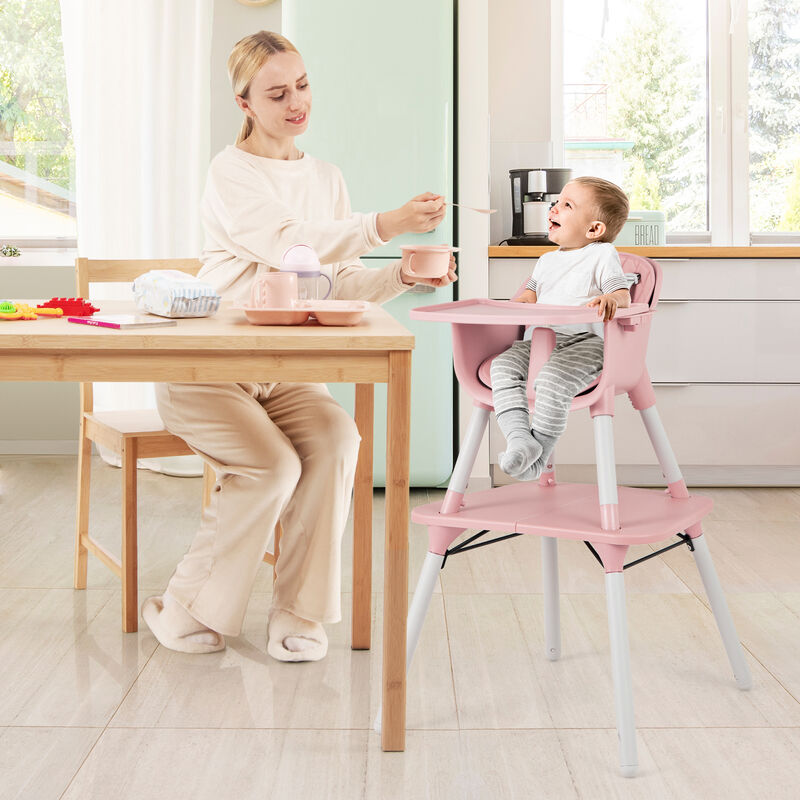 4-in-1 Kids Table Chair Set Convertible with Comfortable PU Cushion