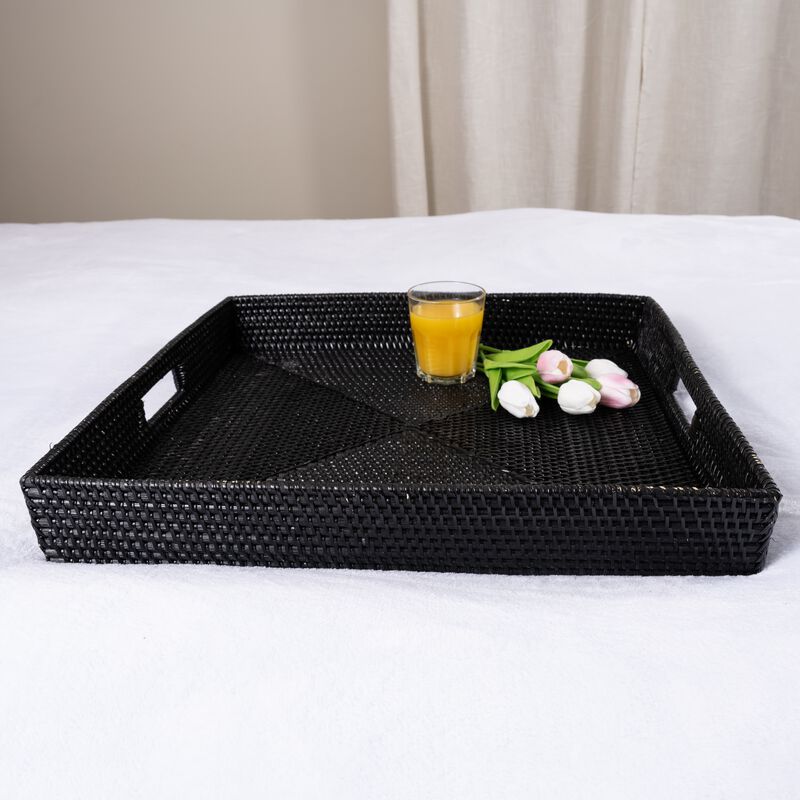 Saboga Home&trade; Square Ottoman Tray with Cutout Handles image number 2