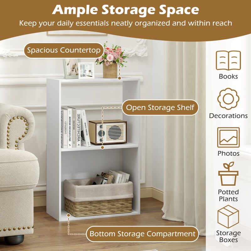 Freestanding 3-Tier Bookshelf with Open Storage Compartments image number 5