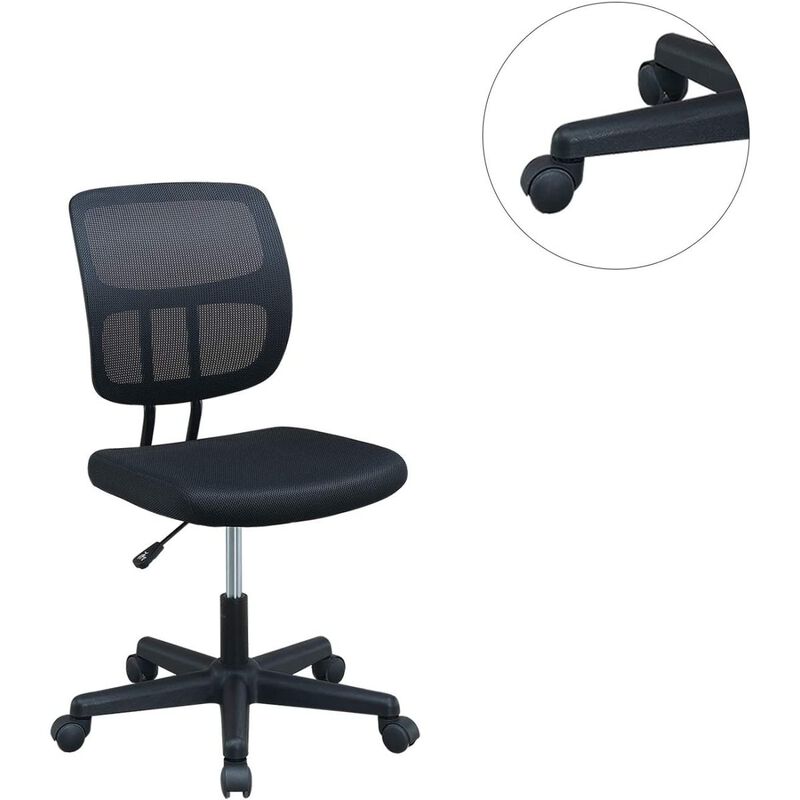 Elegant Design 1pc Office Chair Black Mesh Desk Chairs wheels Breathable Material Seats