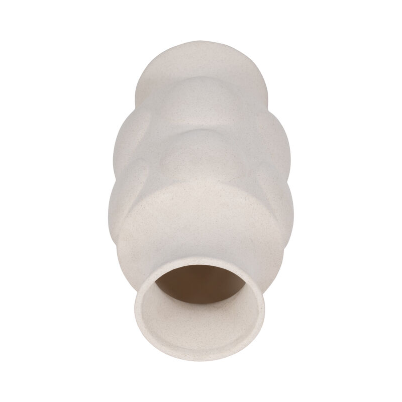 11" Large Dot Embossed Vase Sand Texture, White image number 4