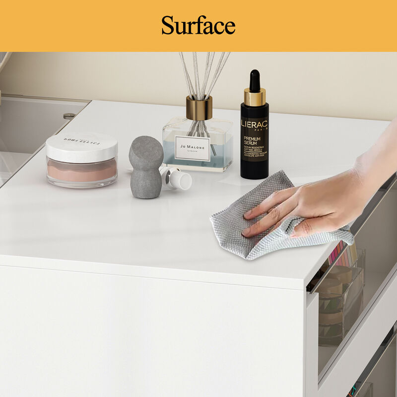 White 8-Drawers 47.2 in. Width Bedroom Dresser with Glass Top and Glass Drawers