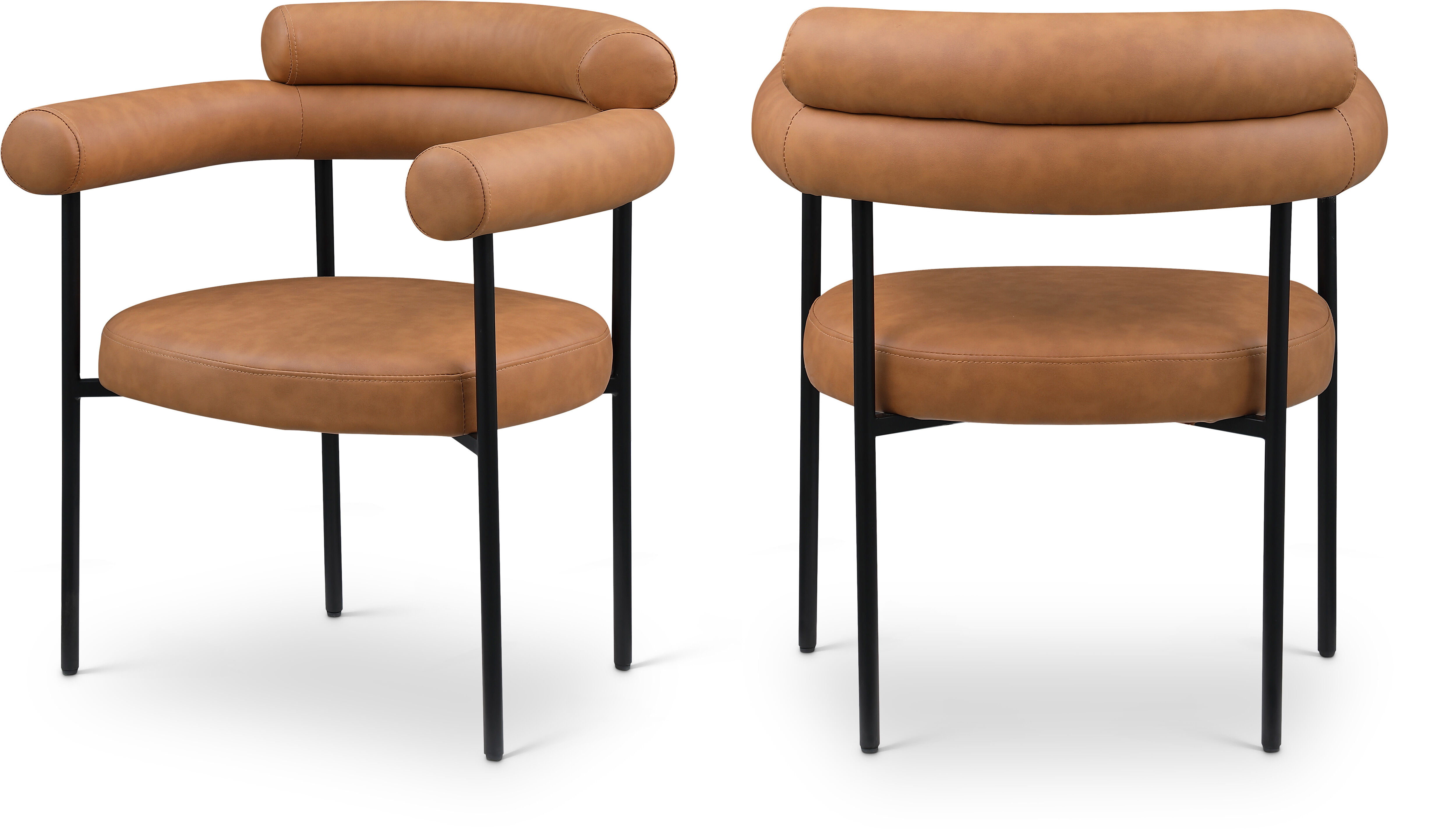 Meridian Furniture Blake Cognac Vegan Leather Dining Chair, Set of 2