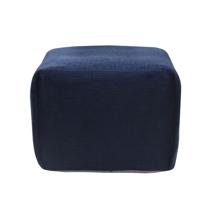Hivvago 18 Inch Blue Cotton Patchwork Pouf Ottoman