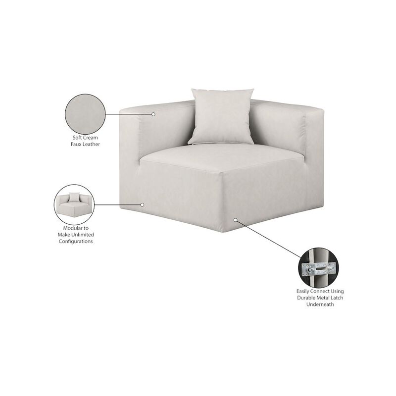Meridian Furniture Cube Cream Vegan Leather Corner Chair