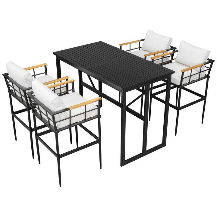 Merax Outdoor Metal Frame Dining Set for Patio, Balcony or Backyard