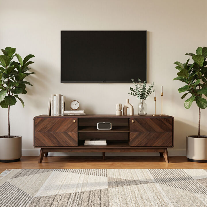 63" Centro Wood TV Console with Tapered Legs