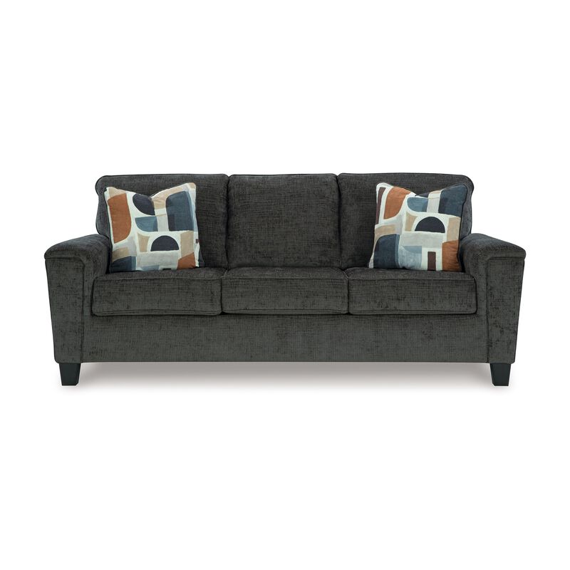 Erin Sofa, 2 Accent Throw Pillows, 89 Inch Plush Dark Gray Polyester