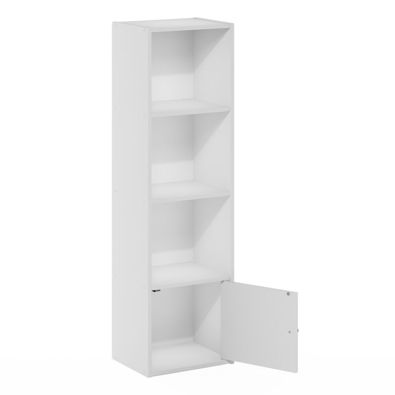 Furinno Luder Shelf Bookcase with 1 Door Storage Cabinet, White