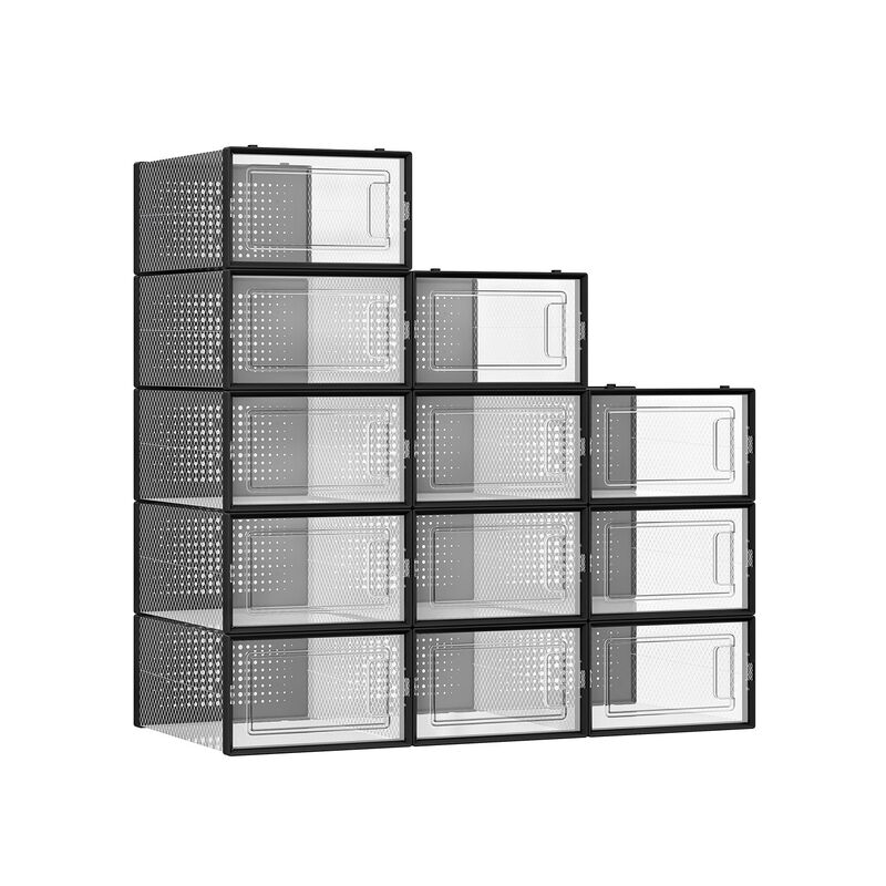 Pack of 18 Stackable Shoe Storage Organizers - Practical Shoe Boxes for Organized Spaces
